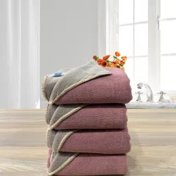 LABHAM 4Pcs Mauve Self Designed Hand Towels-1