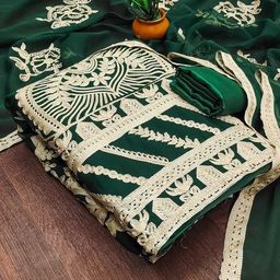 SAINOOR Ethnic Motifs Embroidered Zari Silk Georgette Unstitched Dress Material-image-19