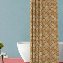 ArtzFolio Brown & Beige Printed Waterproof Shower Curtain-18