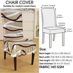 Dakshya Industries Set Of 6 Beige Printed Chair Covers image 4