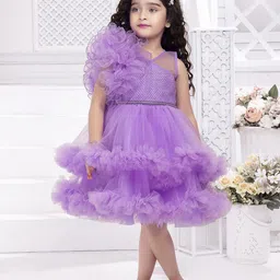 Ministitch Girls Net Fit & Flare Layered Dress-image-98