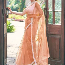 DIVASTRI Embellished Net Muga Saree image 3
