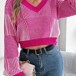 StyleCast x Revolte Women Striped Crop Pullover-image-72