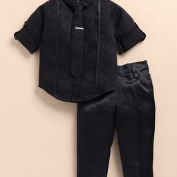 LITTLE COLLARS Boys Self Design Three Piece Suit-image-100