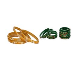 Somil Elegant Combo Glass Bangle Set | Handmade Traditional Chudi For Women | Perfect For Daily & Occasion Use, Combo of 2 Set, Yellow, Green-image-76