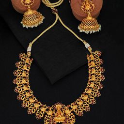 Adwitiya Collection Gold-Plated Stone StuddedJewellery Set-14