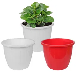 Kuber Industries Pack Of 3 Red & White Textured Planters-29