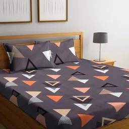 THE little BIG STORE Grey & White Geometric 260 TC King Bedsheet with 2 Pillow Covers-image-27