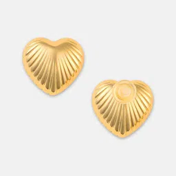 SOHI Set Of 2 Gold-Plated Simplicity Hoop Heart Shaped Studs Earrings image 5