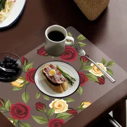 LooMantha Transparent & Red 6 Pieces Floral Printed Table Placemats image 3
