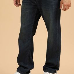 WROGN Men Cotton Comfort Relaxed Fit Mid-Rise Low Distress Light Fade Jeans-image-90