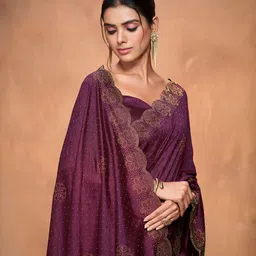 Sangria Floral Beads and Stones Silk Blend Saree-picture-24