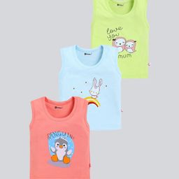 MoonKids Infants Pack Of 3 Printed Cotton Basic Vests-6
