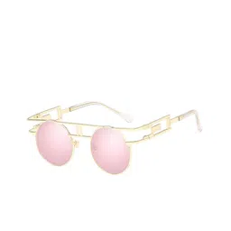 AUGEN Unisex Pink Lens & Gold-Toned Round Sunglasses with UV Protected Lens-21