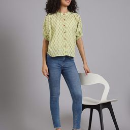 FABRIC FITOOR Polka Dot Print Cotton Styled Back Top-image-12