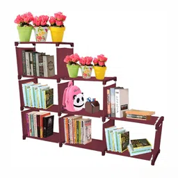 Decent Hut Red Metal 9-Shelf Open Book Shelf image 3