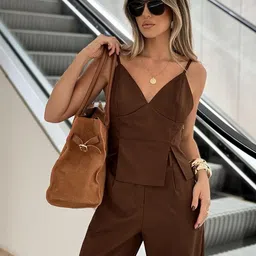 MIAKEE V-Neck Sleeveless Top With Trouser Co-Ords-image-4