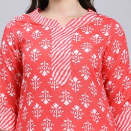 Anouk Rustic Floral Printed Notch Neck Kurta With Trousers & Dupatta image 3