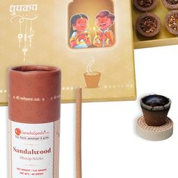 GaneshaSpeaks 3-Pcs Brown Wooden Dhoop Cup, Dhoop Stick & Incense Stick-13