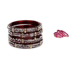SOMIL Set of 8 Maroon Alloy Bangles-image-67
