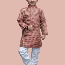 BAESD Boys Embroidered Regular Thread Work Pure Cotton Kurta with Pyjamas-10