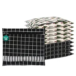 Kuber Industries Black & Green 10 Pieces Checked Mesh Cotton Clothes Storage Organisers-53