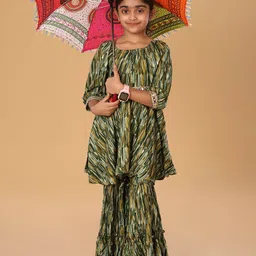 The Mini Trunk Girls Abstract Printed Kurti with Sharara-image-66