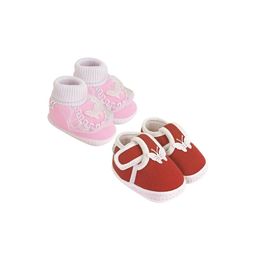 Neska Moda 12 To 18 Month Non Slip Baby Girls Pack of 2 Pair Soft Cotton Butterfly Frill Booties (Toe to Heel Length - 14 cm, Baby Pink, Maroon)-image-73