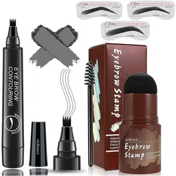 Adbeni Set Of 4 Eyebrow Enhancer- Eyebrow Pen- Hair Stamp Powder- Eyebrow Pencil- Black-0