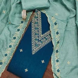 BlissFlair Floral Embroidered Sequinned Unstitched Dress Material-image-90