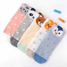 MOMISY Kids Pack Of 5 Animal Printed Cotton Ankle-Length Socks-image-97