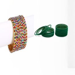 SOMIL Set Of 36 Multi Alloy Artificial Stones and Beads Antique Bangles-image-19