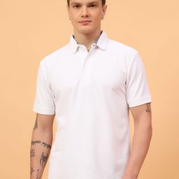 MEGHZ Men Self Design Polo Collar Slim Fit T-shirt-image-35