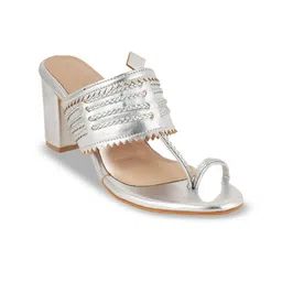 Mast & Harbour Textured Party Block Sandals with Laser Cuts-2
