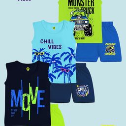 YK Boys Pack Of 3 Printed Round Neck T-shirt With Shorts-58