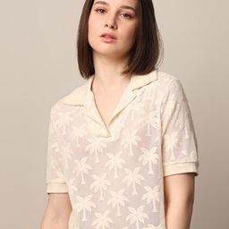 ONLY Women Floral Printed V-Neck Extended Sleeves Tropical Pockets T-shirt-image-21