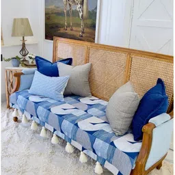 THROWPILLOW Blue & Grey Printed Polyester 1 Piece Sofa Cover-image-61