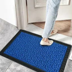Yellow Weaves Blue Textured Anti-Slip Doormats-picture-20