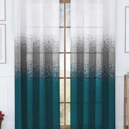 Story@home Teal & White Set of 2 Sheer Door Curtain-14
