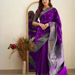 AMRUTKALA SAREES Ethnic Motifs Woven Design Zari Banarasi Saree-picture-0