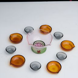Myntra Elegant Homes 11-Pcs Brown & Green Printed Diyas-image-7