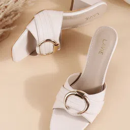 Lavie Women Embellished Open Toe Block Heels Mules-14