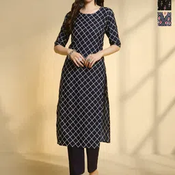 HERE&NOW Selection Of 3 Checked Round Neck Straight Kurta-64