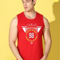 WOOSTRO Pack Of 2 Printed Combed Cotton Gym Vests VWS26(98 RED)(98 YELLOW)-image-75