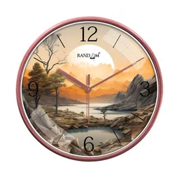 RANDOM Orange & White Printed Contemporary Wall Clock-24