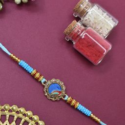MEIRA JEWELLERY Artificial Stones Studded & Beaded Thread Rakhi With Roli Chawal & Card-image-92