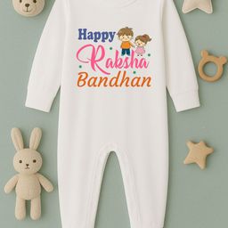 BLUSHES Infants Raksha Bandhan Printed Pure Cotton Romper-image-79