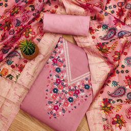 HERE&NOW Embroidered Roman Silk Unstitched Dress Material-image-17