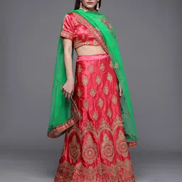 Maroosh Embroidered Thread Work Unstitched Lehenga & Blouse With Dupatta-52
