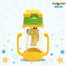 Baby Soft Straw Feeding Sipper with Twin Handle Anti Spill Flip Top Water Bottle-image-50